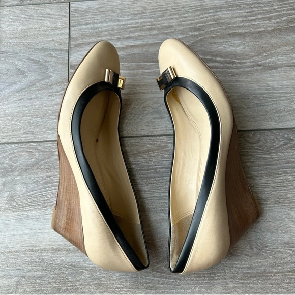 Coach Cream Leather Full Leather Wedge Heel  Pumps - Picture 10 of 13